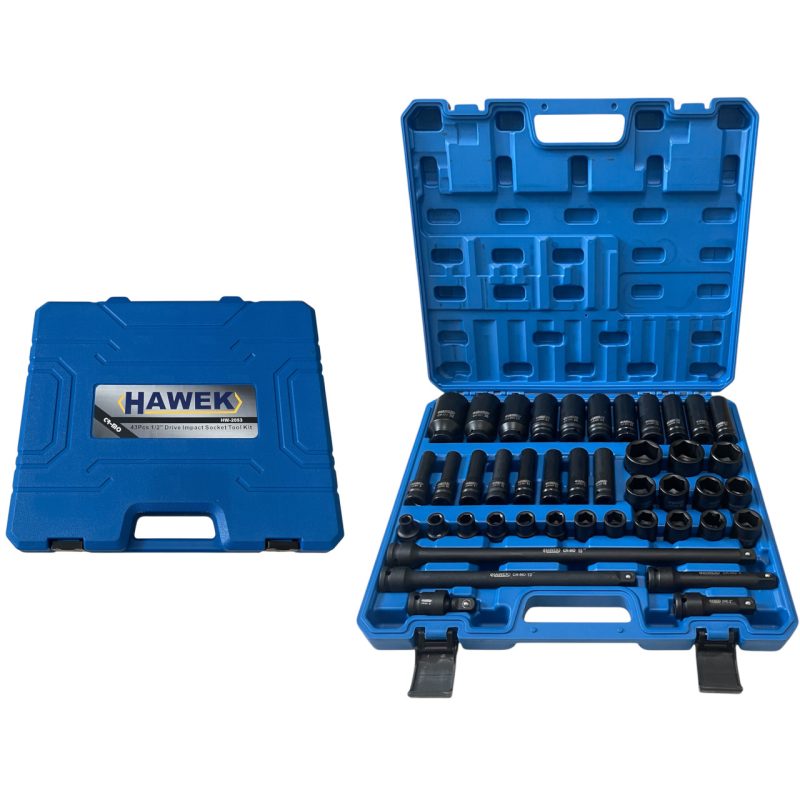 Професионални ударни вложки и удължения 1/2'' 8-32мм 43части HAWEK