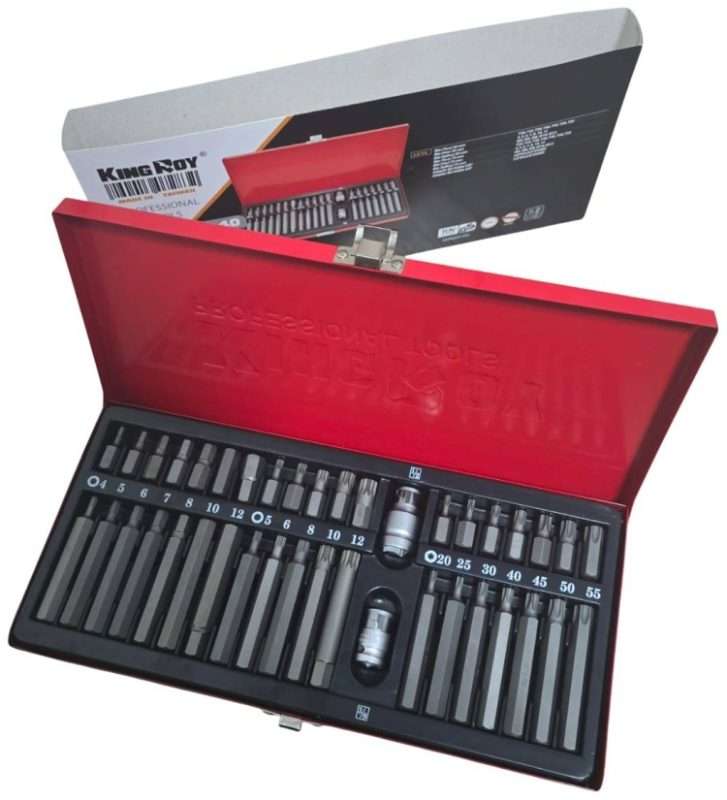 Професионален комплект накрайници, битове HEX, TORX и SPLINE 40 части KING ROY